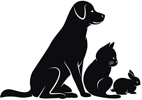 kleb-Drauf / 1 Hund, Katze und Hase/Schwarz - matt/Wandtattoo Wandaufkleber Wandsticker Aufkleber Sticker/Wohnzimmer Schlafzimmer Kinderzimmer Küche Bad/Deko Wände Glas Fenster Tür Fliese
