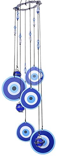 YU FENG Blaues Windspiel mit bösem Blick, für den Außenbereich, zum Aufhängen, für Garten, Baum, Ornament, Gedenkstätte, Beileids-Windspiel, Geschenke