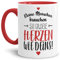 Erzieher-Tasse mit Spruch Kleine Menschen brauchen große Herzen - Kindergarten/Abschied/Geschenk-Idee/Dankeschön/Kita/Innen & Henkel Rot