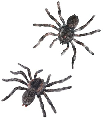Lanfly 2 Stück Kunststoff-Spinnen-Figuren, realistische gruselige Spinne, Witz-Geschenke, gefälschte Spinnen, gruselige Simulation, Tiermodell, Streichspinne, Spielzeug für Kinder, Spiel, Halloween