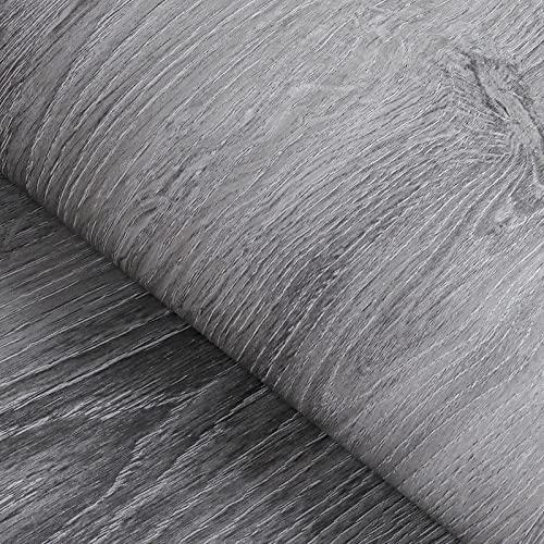 FunStick Dekofolie Holzoptik Selbstklebende Tapete Grau 60CM x 5M Möbelfolie Rustikal Holz Folie Verdickte Abnehmbar Küchenschrank Aufkleber für Möbel Wände Türen Fensterbank Regal Schubladen