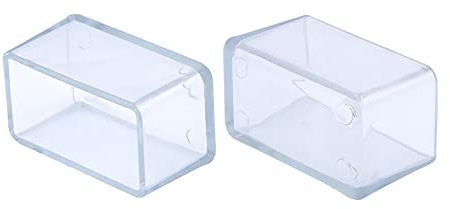 Flyshop 16 Stück 25 x 50mm PVC Stuhlbeinkappen Rechteckig, Schutzkappen für Stuhlbeine, Bodenschoner für Möbelbeine, Lärmreduzierung, Anti-Kratz-Stuhlsocken, Transparente Möbelfüße