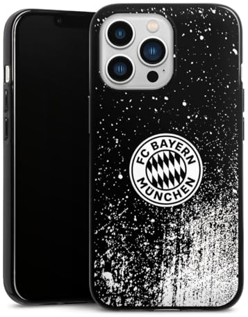 Silikon Hülle kompatibel mit Apple iPhone 13 Pro Case schwarz Handyhülle FC Bayern München Offizielles Lizenzprodukt FCB