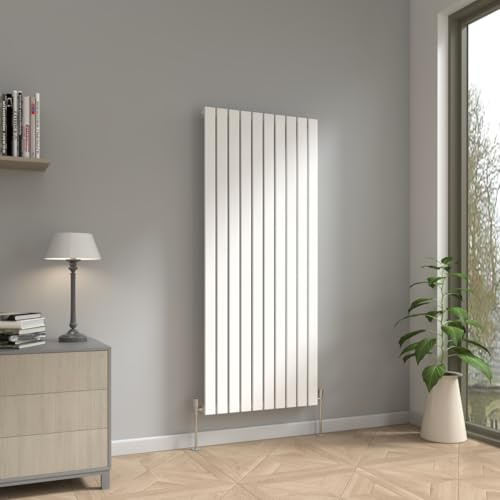 NRG 1600 x 680mm Vertical Radiator Gloss White Single Flat Panel | Central Heating Heater Radiator, Mild Steel, Tall Radiator, Wall Mounted, Designer, for Kitchen, Bathroom
