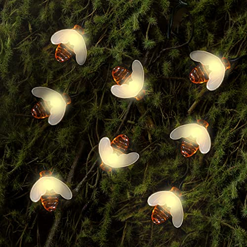 Bryte [50 LED Solar Powered Honey Bee String Lights 7M/24Ft, 8 Lighting Modes, Water Resistant for Outdoor Decoration, Suitable for Patio, Garden, Celebration, Anniversary, Party, Wedding, Yard
