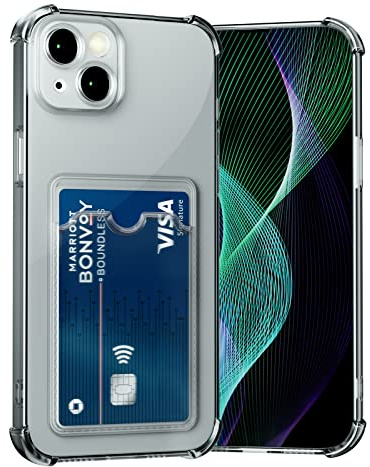 AKABEILA Case for iPhone 14 Plus Clear Slim Phone Case Soft TPU Wallet Case Bag Cover with Card Slot Holder Shockproof 6.7 Inch