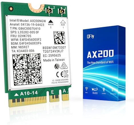 Panshi Wi-Fi 6 AX200 WiFi Card, 2x2 MU-MIMO, Bluetooth 5.2, Windows 10/11, PCIe M.2/NGFF Network Adapter