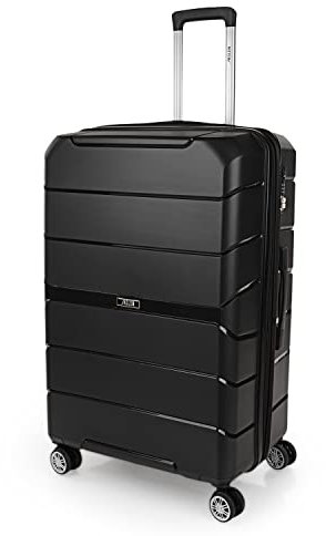 JASLEN - Koffer XL, Hartschalenkoffer, Reisekoffer Mit Rollen, Koffer Hartschale und Koffer & Trolleys - Robust, geräumig und ideal für Lange Reisen. Mit TSA-SchlossErweiterbar, Schwarz