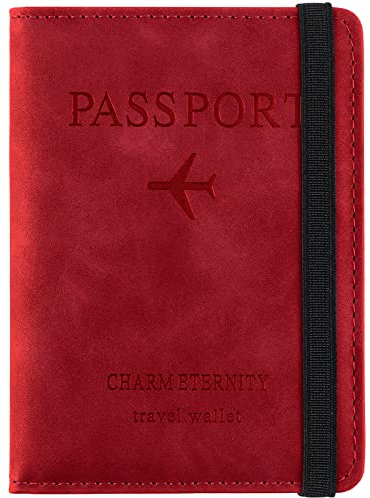 Sciphylia Reisepasshülle Reisepass Hülle Kunstleder Impfpass Hülle mit RFID Blocker PU-Leder Passport Cover für Damen Herren Urlaub Zubehör Schutzhülle Tasche Reisedokumente Travel Organizer Rot