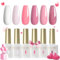 ROSALIND Smalti Semipermanenti 6 Colori: Bianco, Rosa Chiaro, Neon e Glitterato - Smalto Gel Unghie UV LED Nail Polish 6ml