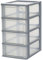Iris Ohyama, Kunststoff Schubladenbox mit 4 flachen Schubladen, Grau, Easy-Pull-System, A4, A5 & A6 Format, Schreibtisch Organizer für Büro, Schule, Schreibwaren, BPA-frei, Schubladenschrank, OCH-2004