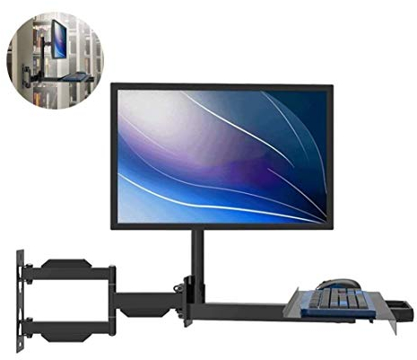AUGUSE Bandeja Teclado Soporte de Brazo for Monitor de PC con Bandeja for Teclado y Soporte for Mouse, Soporte ergonómico Ajustable for Pantallas de computadora, rotación telescópica de 360 °