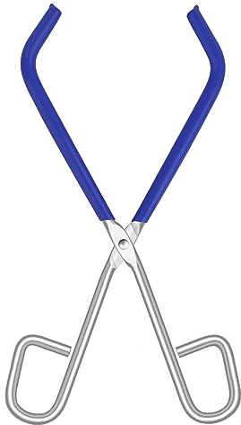 LBINVO Labs Beaker Tongs, Blue Rubber Coated Ends, Nickel Plated 1/4 Steel, for 50mL - 2000mL Capacity Beaker, IN-BT150
