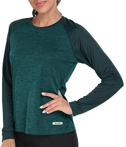 AjezMax Damen UPF 50+ UV Sonnenschutz Shirt Wandernshirts Langarm Laufshirt für Outdoor Sport Surfen Wandern Fitness Grün XL