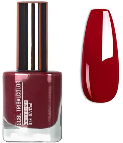 Red Wine Burgundy Nail Varnish - Chip Resistant & Quick Drying Nail Polish for DIY Manicure - No Curing