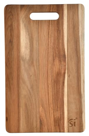 San Ignacio Agros - Schnitttisch von 40x25x1,6 cm - Hergestellt in resistenter Akazienholz - Kraft -Farbkoffer mit transparentem Film - für den täglichen Gebrauch - leicht zu waschen-elegantes Design