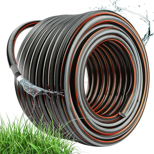 BEGRIS® Schlauch garten 4-lagig Gerollter Gartenschlauch 20m ½ zoll Wetterfest, UV-beständig Schwarz/Orange