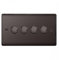 British General NBN84P Nexus Metal Black Nickel 4 Gang 2 Way Quad Dimmer Light Switch