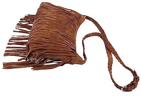 Bolso de cuero con flecos para mujer, bolso, bolso de hombro con flecos, bolso de hombro para mujer, bolso, marrón claro, 34x29cm