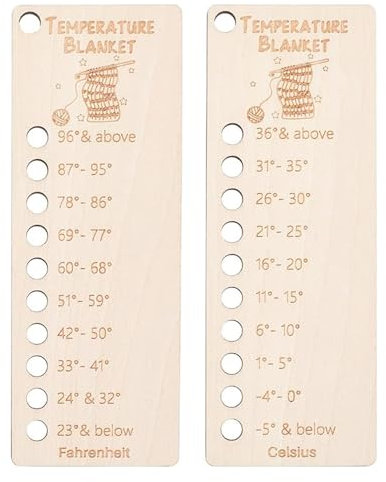 Luojuny 2 Stück Temperaturdecke, Farbdiagramm, Stricken, Häkelprojekte, Woll-Organizer, Decke, Planer, Fahrenheit Celsius, Holzbrett, handgefertigtes Geschenk für Garn-Häkelprojekte, handgefertigte