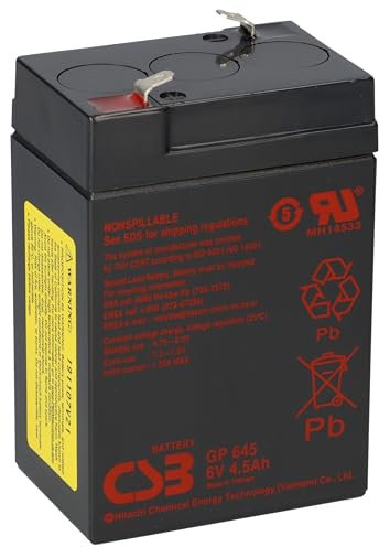 CSB GP645F1 AGM - Batería de plomo (6 V, 4,5 Ah, sin mantenimiento)