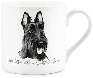 Purely Home Scottie Terrier Mug - Lifes Better with a Scottish Terrier Bone China White Mug - Tea/Coffee Gift for Dog Lovers