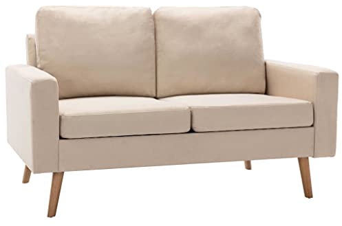 ULUYYUC Chaiselongue Camping Sofa Schlafcouch Ecksofa - 2-TLG. Sofagarnitur Stoff Cremeweiß für Terrasse Garten Lounge Party