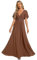 Ever-Pretty Women's Chiffon V Neck Short Sleeves Appliques Prom Evening Dresses Brown 18UK