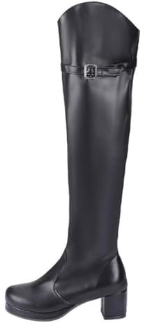 Stivali Moda da Donna Stivali sopra Il Ginocchio da 5,5 cm/2,16 Pollici per l'autunno e l'inverno Stivali da Cavaliere Plus Stivali con Tacco Alto e Spesso