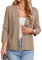Cardigan Donna Elegante Aperto Davanti, Manica 3/4, Giacca Blazer Elegante Casual da Lavoro con Tasche L Khaki -5