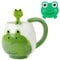 AOOTE Tasse à Café Grenouille, Tasse à Café Animal, Tasse en Céramique, Tasse à Café avec Cuillère et sous-Verre, Cadeau de Vacances, d'anniversaire pour la Famille, Les Amis, Les Collègues