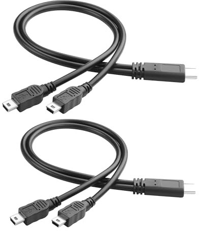 JSADZKJ Cavo di ricarica da USB C a Mini USB 2-in-1 da Tipo C a doppio cavo splitter Mini USB 3A Ricarica rapida da USB C a Mini 5-Pin 2.0 Connettore per Fotocamera digitale Lettore MP3 1ft