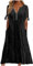 KUIH Summer Dresses for Women UK Loose Casual Maxi Dress Short Sleeve V Neck Tunic Flowy Pleated Beach Sundress Plus Size Ladies Boho Dress Holiday Essentials A Line Bridesmaid Dresses