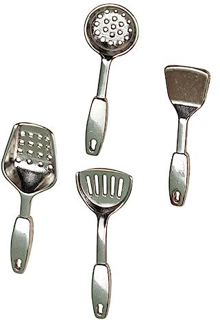 Toyvian 8st Puppenhaus Löffel Fritteuse Kocher Besteck Gadgets Ofen Küchenutensilien Für Kleine Häuser Mini-hauskochgeschirr Tiny House-Accessoires Mini-küchenrequisite Silver Legierung