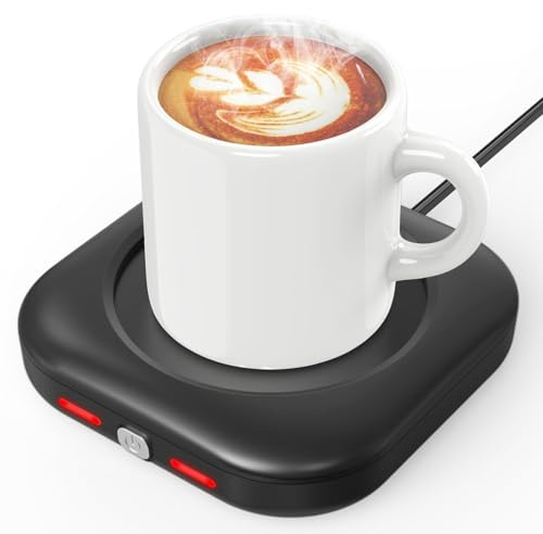 HOMEASY Scaldatazzine Elettrico, Nero | Mantiene Calde le Bevande, Design Compatto per Scrivania e Ufficio