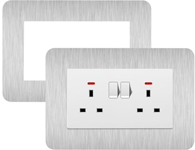 JJWNMLL 2Pcs Double Light Switch Cover Plates,13.5 * 7.5cm Silver Light Switch Surround,Surround Double Light Switch Cover,Switch Sticker Cover,WallFor Home Wall Switch Decoration