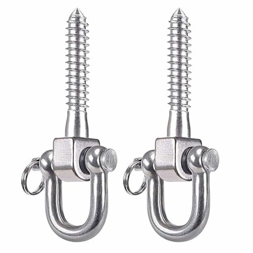 2 Pack Swing Hangers, Stainless Steel Screw Bracket with 180 Degree Swing Ring, Outdoor Hanging Use Hardware for Hammock, Boxing Bag, Gymnastics Rings, Schaukel