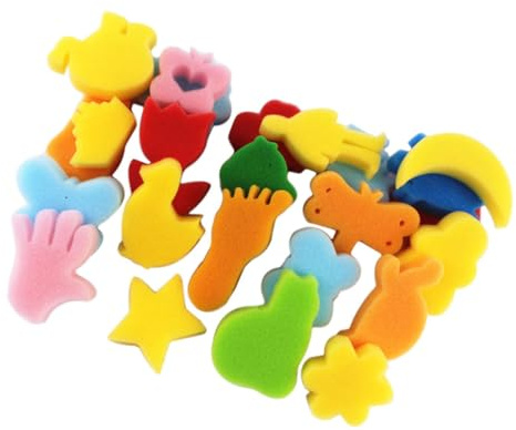 SAFIGLE 48 Stück Schwammstempel Tierform für Kinder Regenbogen Stempel Bunte Kunststoff Schwämme 6 X 5,5 X 1,5cm Malerei für Vorschule Kindergarten