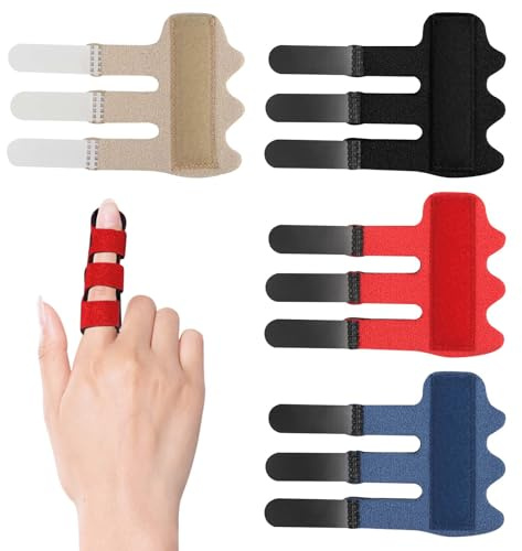 4 Stück Fingerschiene für Mittelfinger Ringfinger Zeigefinger Verstellbare | Luftdurchlässig Fingerorthese, mit Integrierter Alu-Schiene, für Kapselriss Fingerfraktur, Verstauchung, Tendinitis