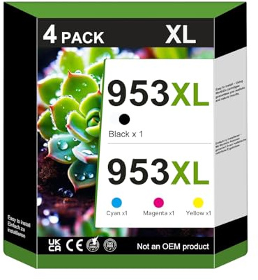 WORTHDO Kompatibel Tintenpatrone für HP 953XL Multipack 953 XL Druckerpatronen für Officejet Pro 7740 7720 8210 8720 8710 7730 8218 8715 8718 8725 8728 8730 8740 (4er-Pack)