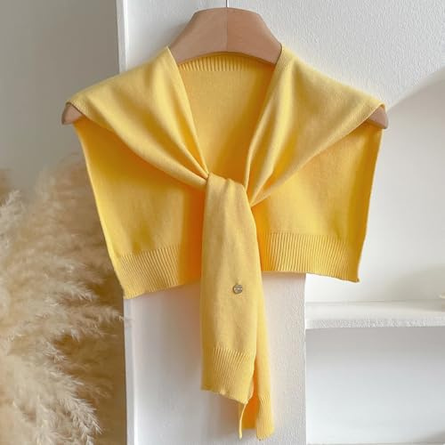 CHENWEIHAI Écharpe Foulard Femme Femmes Tricoté Châle Solide Crème Solaire Pashmina Foulards Dame Wraps Doux Écharpe(Jaune)