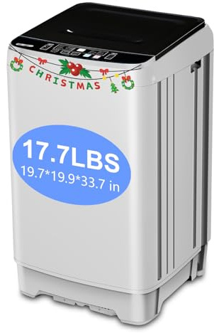 F.W.WOOLWORTHS 17.7 lbs Full Automatic Washing Machine with Spin Dryer - 10 Wash Programs, 8 Water Levels, LED Display, Drain Pump, Washer for Apartment, Dorm, Home, White
