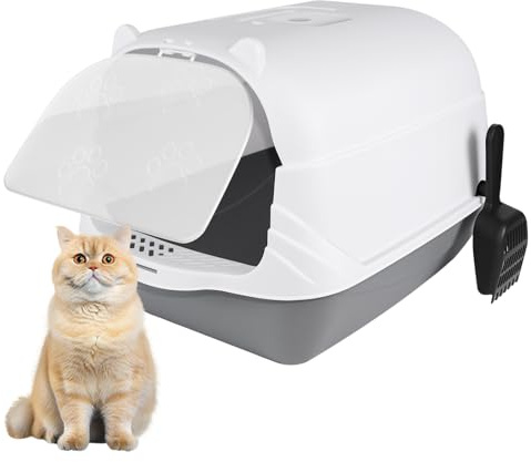 Katzenklo, Jumbo-Katzentoilette mit Haube, Tragbare Katzentoiletten Mit Haube und Filter, Leicht zu Reinigende Katzentoilette, GroßE Geschlossene Katzenklo füR Drinnen, Grau