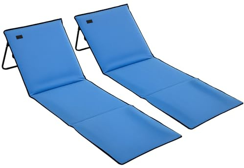 Outsunny 2er-Set Strandmatte mit Rückenlehne Klappbar Blau