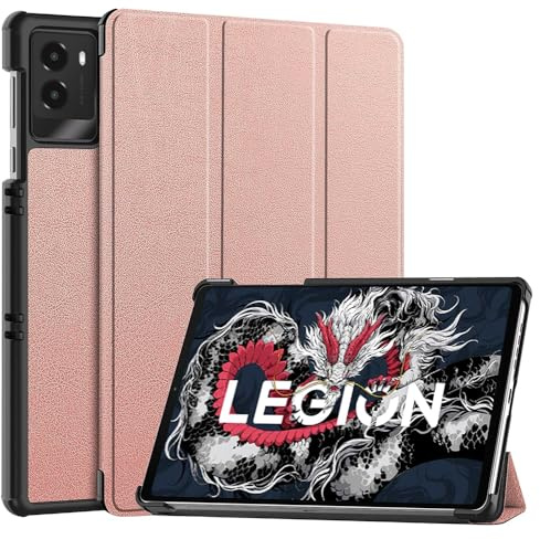 Techsuit für Lenovo Legion Tab Gen 3 Hülle mit 360 Schutz, Mikrofaser Innenfutter, Verstellbare Betrachtungswinkel, Schlankes Design, Anti Fingerabdruck, FoldPro Series, PU Leder, Roségold