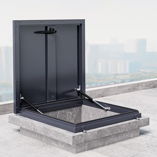 Ventana de techo plano inclinado para ático y sótano, ventana de techo de salida de luz natural, ideal para terrazas solares e iluminación subterránea, 75 x 75 cm