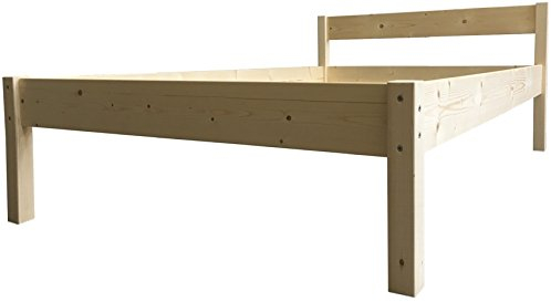 LIEGEWERK Massivholzbett Seniorenbett mit Kopfteil 120x200 cm Holzbett Holz 120 erhöhtes Bett (Betthöhe 55cm, 120cm x 200cm)
