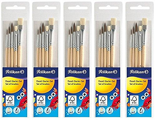 Pelikan 718163 - Pinsel Starterset (3 Haarpinsel, 2 Borstenpinsel) (5)