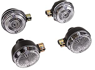 MZA-Fahrzeugelektrik Set: 4 Blinker rund in Schwarz mit weißem Glas - Simson S50, S51, S70, SR50, SR80, MZ ETZ, TS
