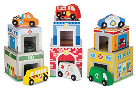 Melissa & Doug Nesting Age 3+ & Sorting Buildings & Vehicles | Wooden Toy & Trains | Trucks & Vehicles | 2+ | Gift for Boy or Girl